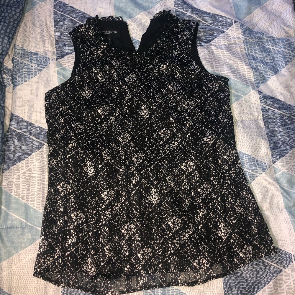 Jones New York black Geometric dress blouse